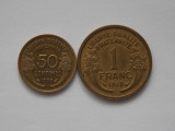 LOT 2 MONEDE 50 CENTIMES, 1 FRANC 1938 - FRANTA, Europa