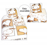 Cumpara ieftin Set lenjerie alba de pat o persoana 140x200cm, Snoopy