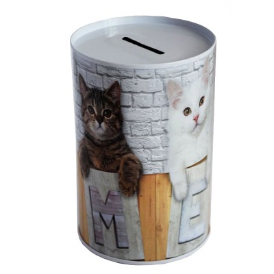 Pusculita decorativa metalica Pufo Kitty Home, 12 x 8 cm foto