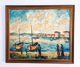 Pictura RUDOLF NEGELY ( 1883 - 1941 ) - Marina Mediteraniana _ 48 x 58 cm tablou, Marine, Ulei, Altul