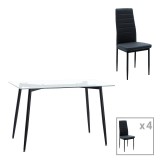 Cumpara ieftin Set dining Quana-Parker, Pako World, 5 piese, Negru, 120x70x75 cm
