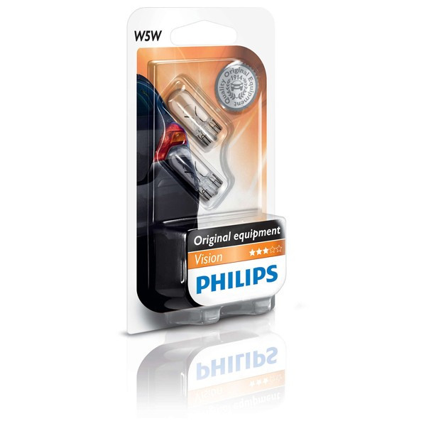 Set 2 Becuri auto Philips T10 Vision, 12V, 5W ManiaCars