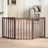 vidaXL Poartă pentru c&acirc;ini pliabilă 3 panouri maro, 150 cm, lemn plop