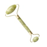 Cumpara ieftin Jade roller de masaj facial cu role, piatra naturala, efect lifting si relaxare, imbunatatirea circulatiei, nuante verde jad