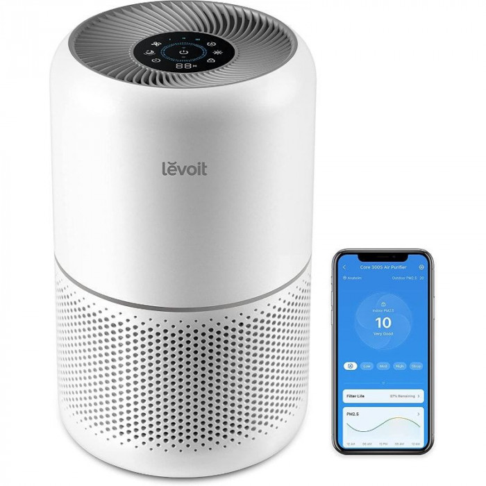 Purificator de aer Smart Levoit Core 300S Wi-Fi, Filtru 3 in 1 True HEPA H13, Carbon Activ, Senzor Calitate Aer, Mod Auto, Alexa, Google Home, Panou C