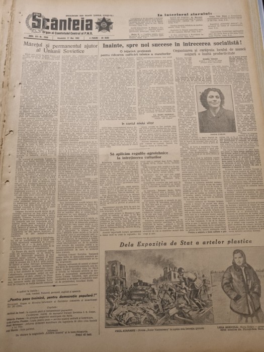 scanteia 17 mai 1952-moartea lui paul bujor,canalul dunare marea neagra