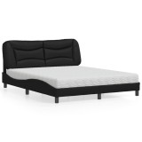 VidaXL Pat cu saltea, Hvar, negru, 160x200 cm, piele ecologică 3208731