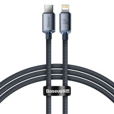 CABLU alimentare si date Baseus Crystal Shine, Fast Charging Data Cable pt. smartphone, USB Type-C la Lightning Iphone PD 20W, 1.2m, negru &quot;CAJY000201
