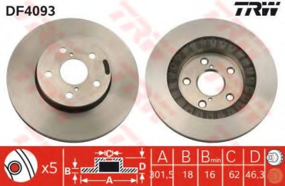 Disc frana TOYOTA RAV 4 I&amp;nbsp;(SXA1) (1994 - 2000) TRW DF4093 foto