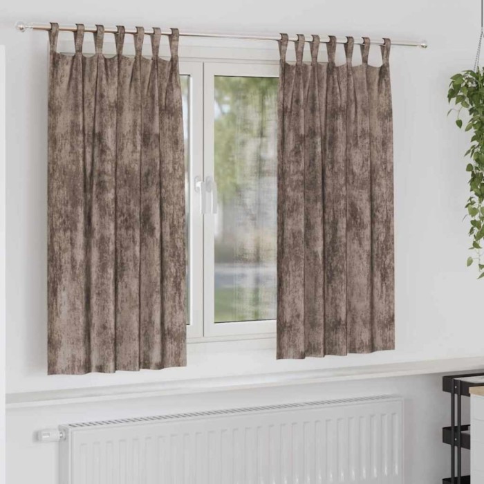 vidaXL Draperie cu perdele 2 pcs Cappuccino 175 x 140 cm Catifea 4107739