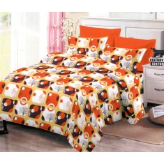 Lenjerie de pat pentru o persoana cu husa de perna patrata, Halong, bumbac mercerizat, multicolor