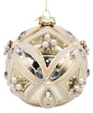 Set 8 globuri brad Craciun sticla aurie alba Extravagance &Oslash; 10 cm