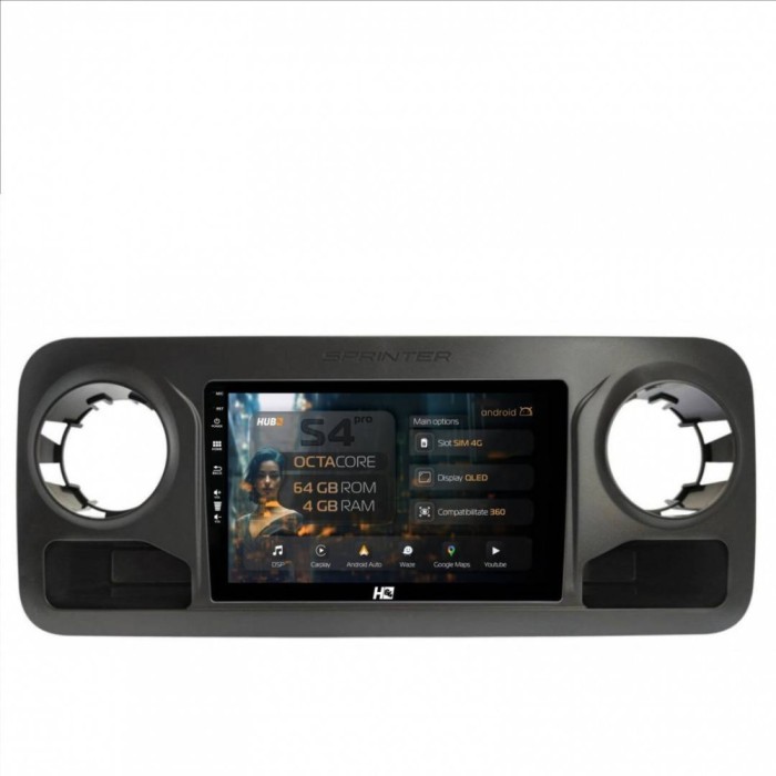 Navigatie Mercedes Benz Sprinter (2018+) 4GB RAM Android 13 Octacore Slot Sim 4G DSP GPS Wi-FI Carplay Android Auto USB Bluetooth Waze Touchscreen 10.