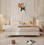 Pat Siena 160x190 cm Tapitat Catifea Nuanta Crem Somiera Inclusa (cod RC75)