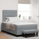 Cumpara ieftin Pat cu arcuri cu headboard Gri deschis 120 x 200 cm tesatura