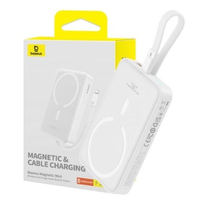 Acumulator Extern MagSafe, USB-C, 10000mAh, 20W - Baseus Magnetic Mini (P10022109223-00) - White foto