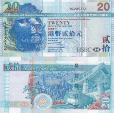 Hong Kong 20 Dollars 2010 UNC foto