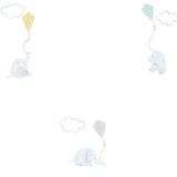 Casadeco My Little World tapet elefanți albastru gri lime