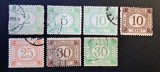 Rom&acirc;nia Regat - Emisiunile de Taxă de Plată / Porto (1911&ndash;1938) - Lot de 7 Mărci Poștale (2B - 30B, Dintelate, Ștampilate) RO2