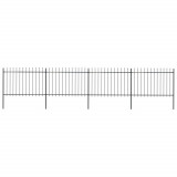 VidaXL Gard de grădină cu v&acirc;rf suliță, negru, 6,8 m, oțel