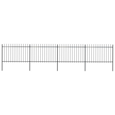vidaXL Gard de grădină cu v&amp;acirc;rf suliță, negru, 6,8 x 1,2 m, oțel foto