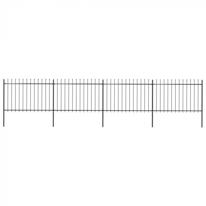 vidaXL Gard de grădină cu v&acirc;rf suliță, negru, 6,8 x 1,2 m, oțel