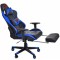SCAUN DE GAMING,CU SUPORT PENTRU PICIOARE, ALBASTRU NEGRU