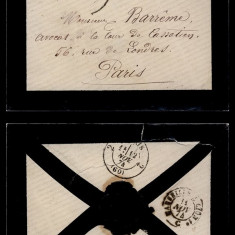 France 1874 Postal History Rare Mourning Cover to Paris D.182