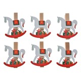 Cumpara ieftin Set 12 ornamente Caluti lemn cu clema 4x1x4 cm