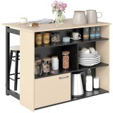 HOMCOM Set de bar 3 piese, Masă de bar cu placă pliabilă, 2 scaune de bar, 6 compartimente de stocare, negru+stejar, 116 x 70 x 89,5 cm | Aosom Romani
