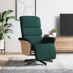 vidaXL Fotoliu rabatabil cu suport de picioare, verde &icirc;nchis, textil