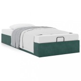 VidaXL Cadru de pat otoman fără saltea verde &icirc;nchis 90x200 cm catifea