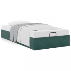 vidaXL Cadru de pat otoman fără saltea verde &icirc;nchis 90x200 cm catifea