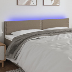 vidaXL Tăblie de pat cu LED, gri taupe, 200x5x78/88 cm, textil