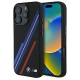 Husa pentru iPhone 16 Pro - BMW Hardcase Silicone Random Lines MagSafe (BMHMP16L23SSPK) - Black