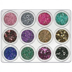 Paiete rotunde - kit nail art, 12 buc