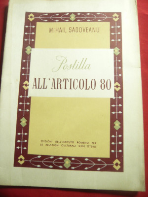M.Sadoveanu -Postilla -All Articolo 80 -Ed.1953Ed.Institutului Roman Relatii Ext foto