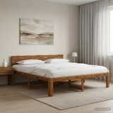 Cumpara ieftin Cadru de pat dublu cu spatar ROSTOCK natural 200 x 200 cm