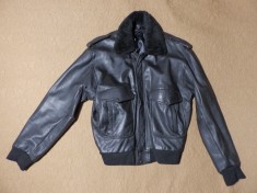 Geaca barbati, model Pilot/Aviator/Aviatie/piele naturala de bovina/casual/Negru foto