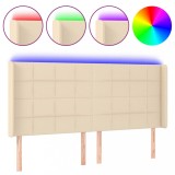 Cumpara ieftin Tablie de pat cu LED, crem, 183x16x118/128 cm, textil