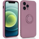 Husa protectie flippy compatibila cu apple iphone 12 pro max liquid silicone ring cu suport rotativ mov