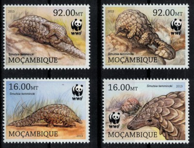 MOZAMBIC 2013 - Fauna, Pangolini africani /serie completa MNH foto