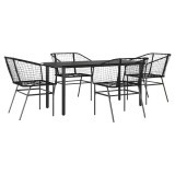 Cumpara ieftin Set de sufragerie de gradina 5 piese sticla neagra polirattan