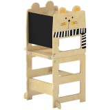 AIYAPLAY Turn Montessori pentru Copii 2-5 Ani cu Tablă și Măsuță, din Lemn, 57x39x93 cm, culoare Lemn | Aosom Romania