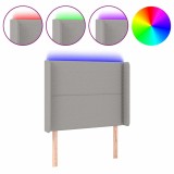 Cumpara ieftin Tablie de pat cu LED, gri deschis, 103x16x118/128 cm, textil