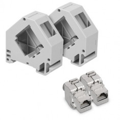 Set 2 Mufe CAT6A de 10 Gbit pentru cabluri Ethernet RJ45, Kwmobile, Gri, Metal, 47696.02