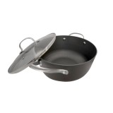 Cratita fonta fagure, O 24cm, cu capac din sticla, OTI