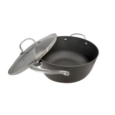 Cratita fonta fagure, O 24cm, cu capac din sticla foto