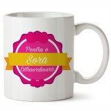 Cana alba personalizata Pentru O Sora Extraordinara, INOVATIX&reg;. 330ml