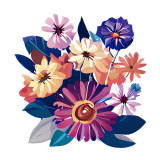 Sticker decorativ, Buchet de Flori, Multicolor, 64 cm, 10321ST
